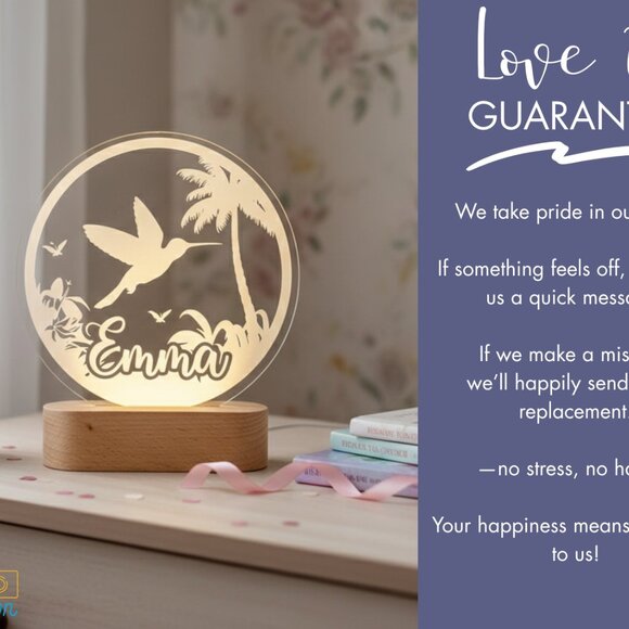 Hummingbird Custom Name Light | Personalized LED Cloud Decor | Baby Shower Gift - Picture 6 of 8